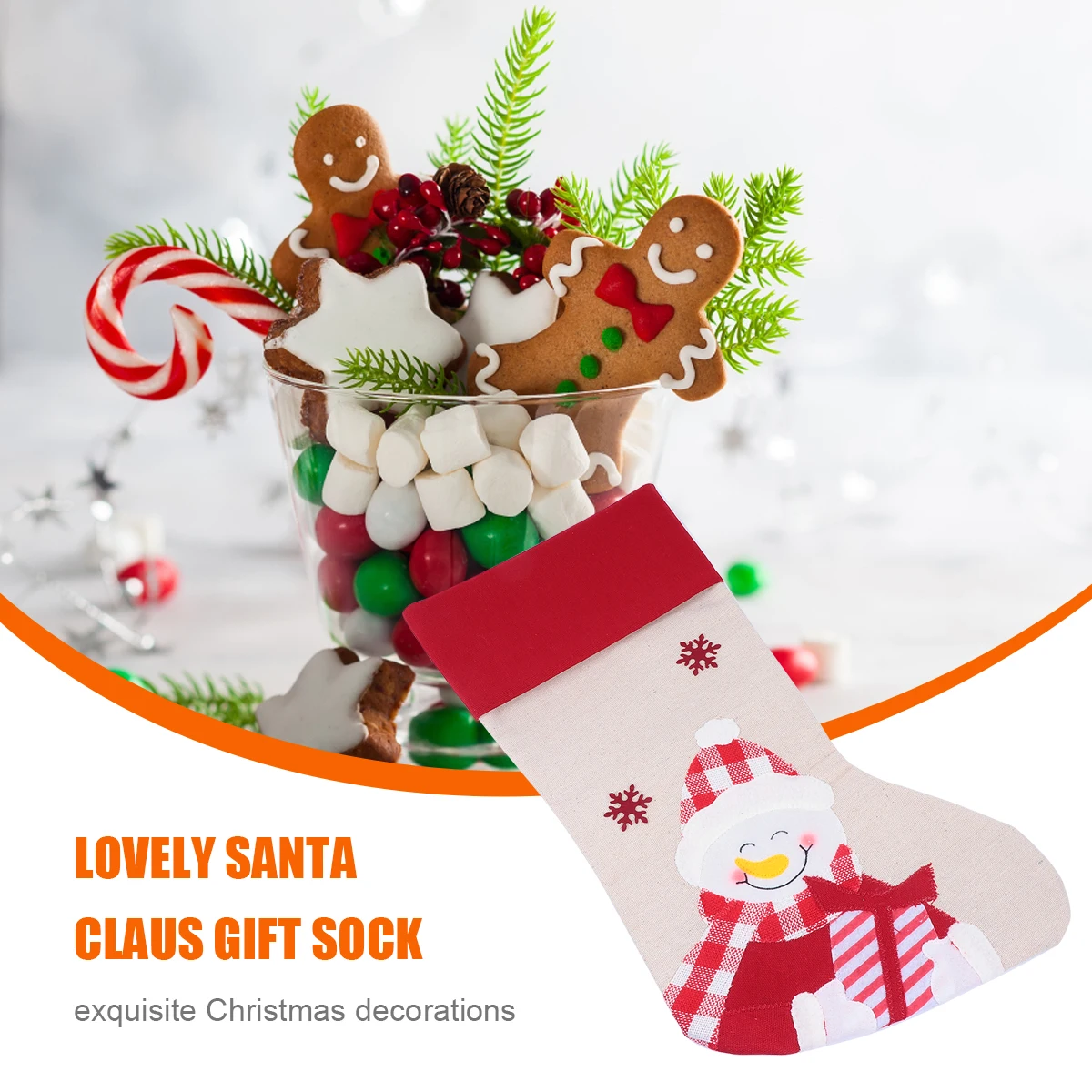 

1pc Flannel Christmas Christmas Socks Gift Bags Hanging Candy Storage Pouches Decorative Stockings For Family Party Use