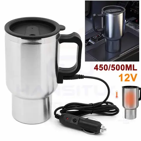 12V 500ML 자동차 전기 주전자 자동차 난방 컵 스테인레스 스틸 보온병 난방 물병 자동차 주전자 보온병 물 차 우유