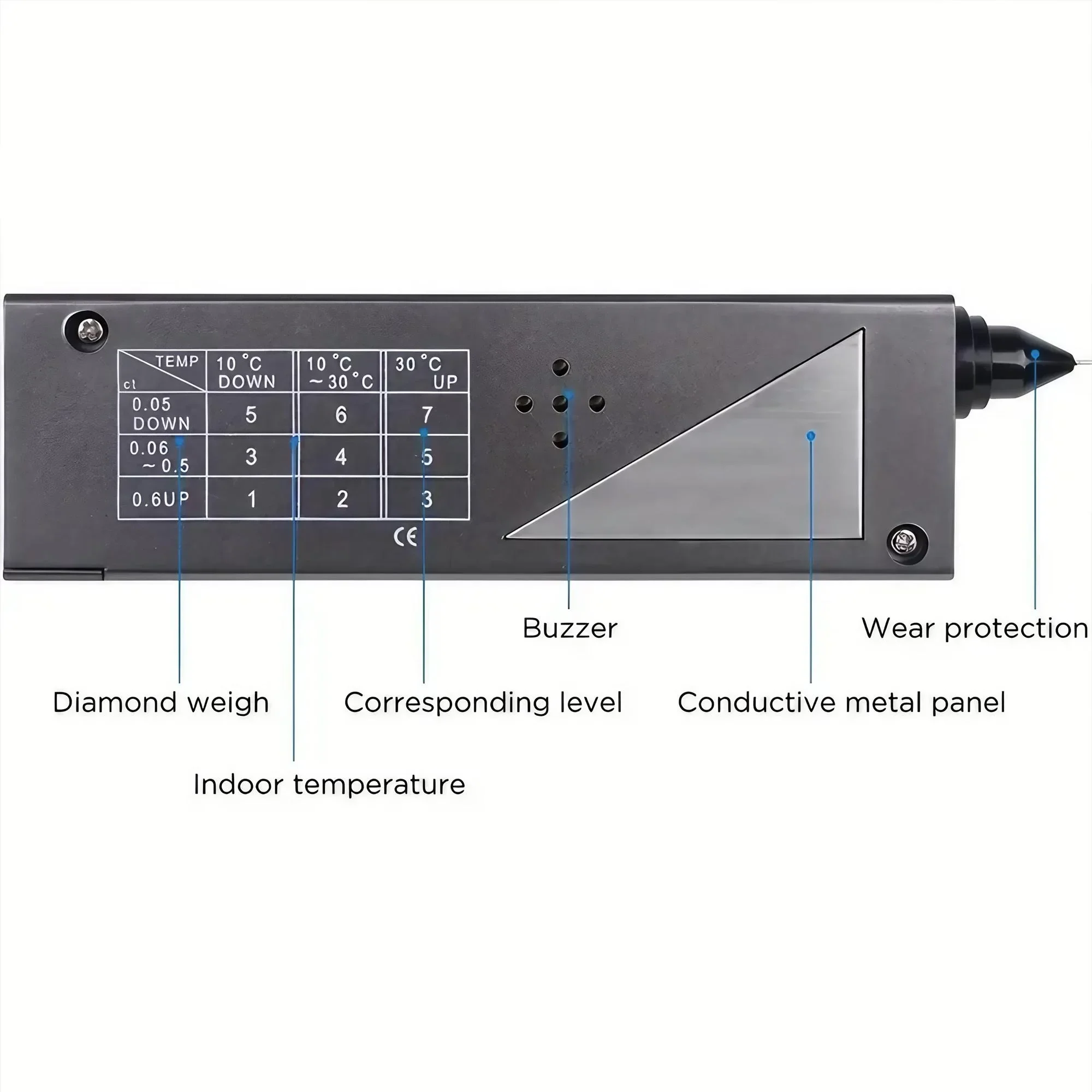 Professional Diamond Tester Pen High Precision Gemstone Detector Portable Diamond Selector With Audio Visual Indicators