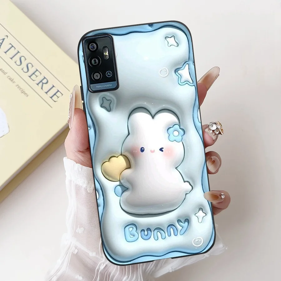 For ZTE Blade A51 A71 2021 Case ZTE A7030 Cover Cute Cartoons Soft Black Back Cover Shell For Zte A7s 2020 A 71 A 51 Fundas