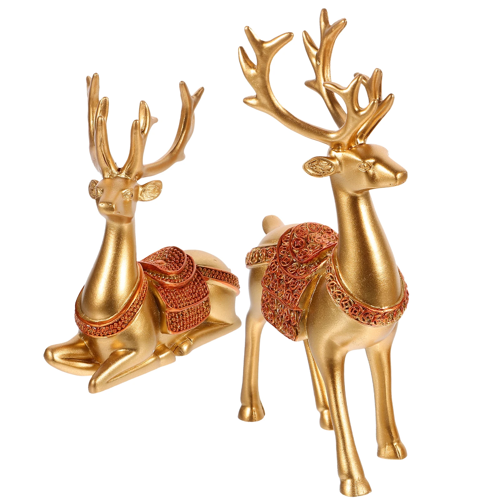 

2 Pcs Elk Ornaments Scene Christmas Decor Resin Deer Statue Decorative Reindeer Figurines Statues Decorate