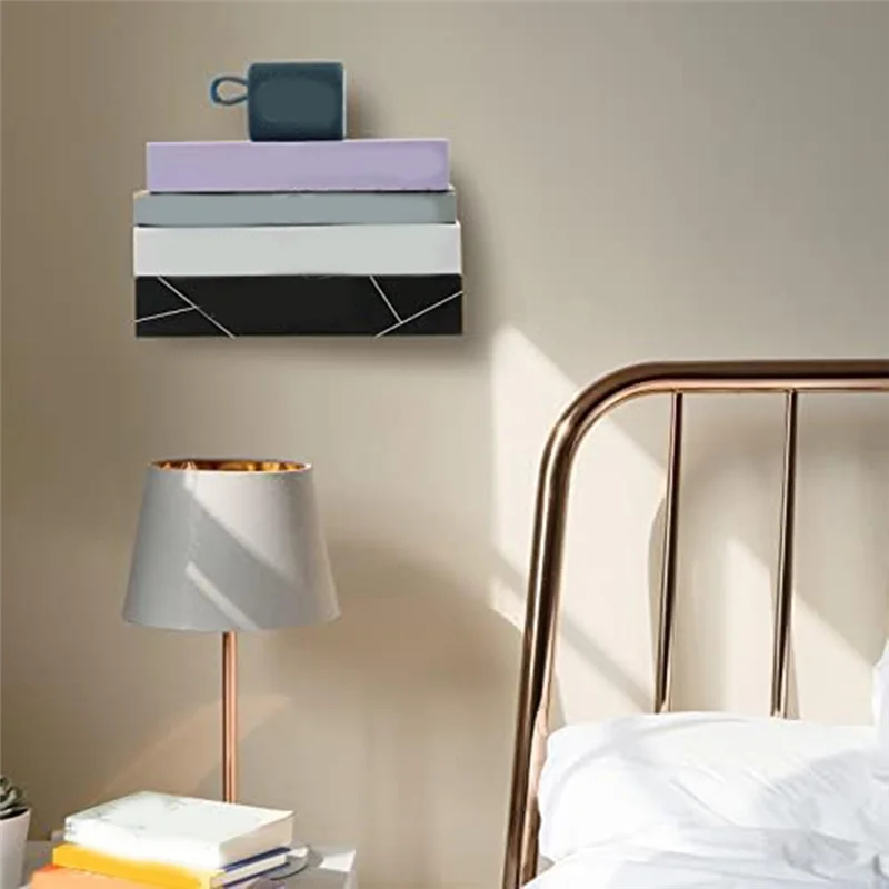 ABLB-6PCS Floating Bookshelf Duty Invisible Floating Bookshelves For Wall Space-Saving, Iron Plate Metal Book Storage Easy To Us