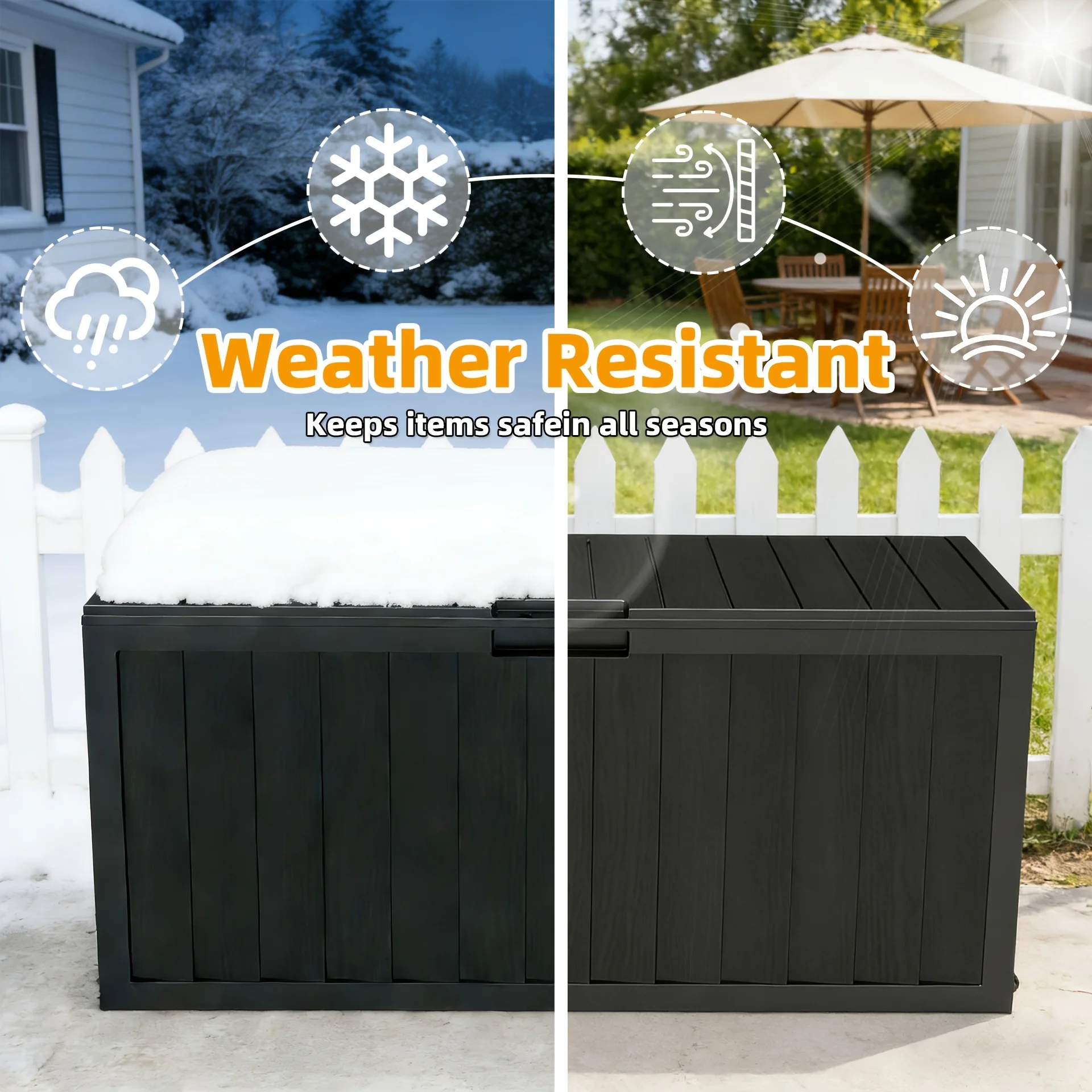 35 Gallon Large Outdoor Resin Storage Box With Lockable Lid - Heavy-Duty Deck Box For Patio Furniture Cushions, Pool Accessories view 3