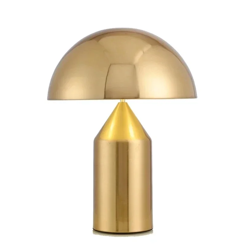 Nordic Gold Mushroom Table Lamp For Desk Dining Room Bedroom Bedside Metal Led Indoor Lighting Decorative Lights