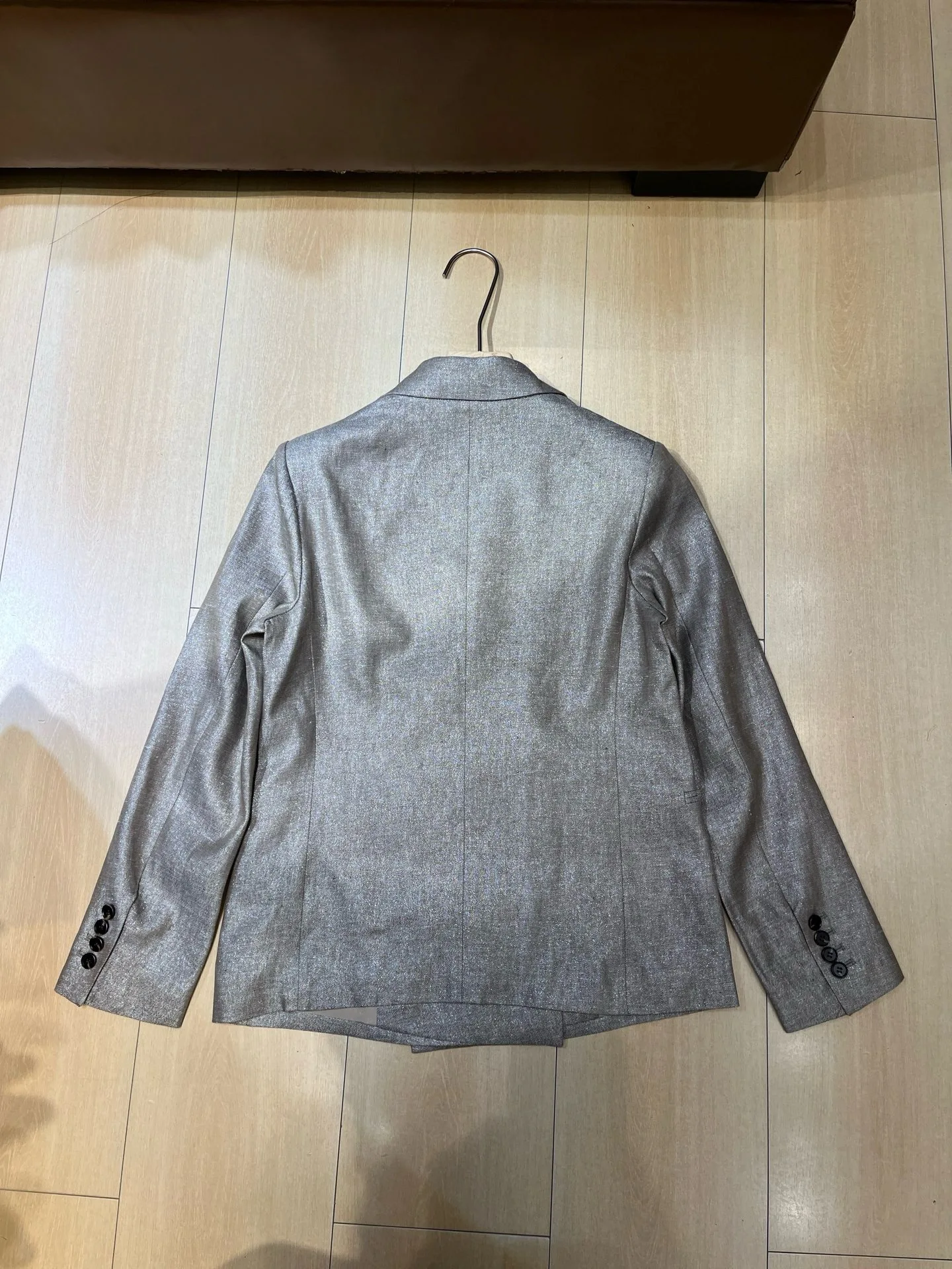 Minimalist Linen Double Breasted Cropped Blazer for Women, Notched Lapel Elegant Business Workwear Suit Coat