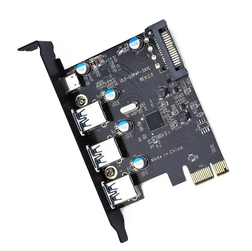 

PCI Express Card to 3 PORTS USB 3.0 1 PORT USB3.1 Type C Internal USB 3.0 20PIN 4 Ports USB HUB pcie to Type-c Converter Card