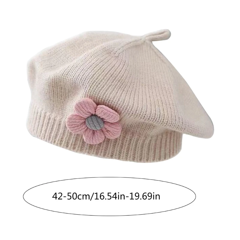 Fashionable Baby Hat Knitted Beret Soft & Breathable Warm Painter Caps Trendy Hair Accessory Headwear for Toddlers Girls