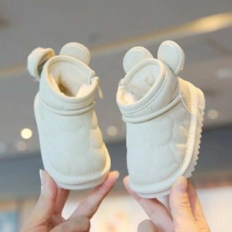 

Зимние сапоги для девочек и мальчиков, детская зимняя обувь, детские уличные теплые плюшевые ботинки, водонепроницаемая хлопковая обувь