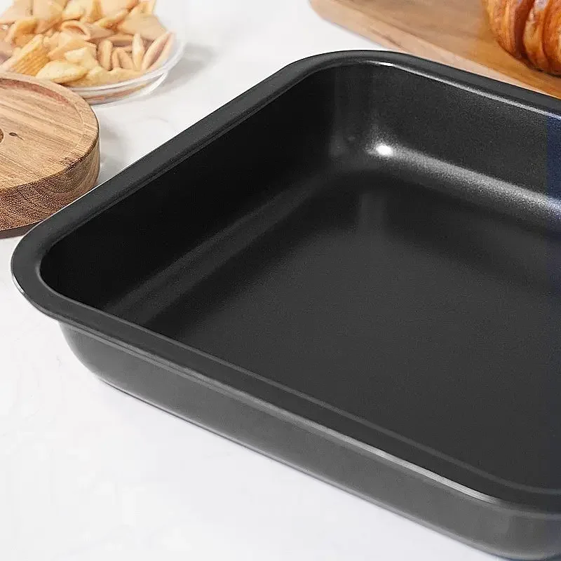 Non Stick Pizza Pan Bakeware Carbon Steel Square Deep Plate Tray Bread Cake Mold Kitchen Baking Tools Metal Shape for Baking