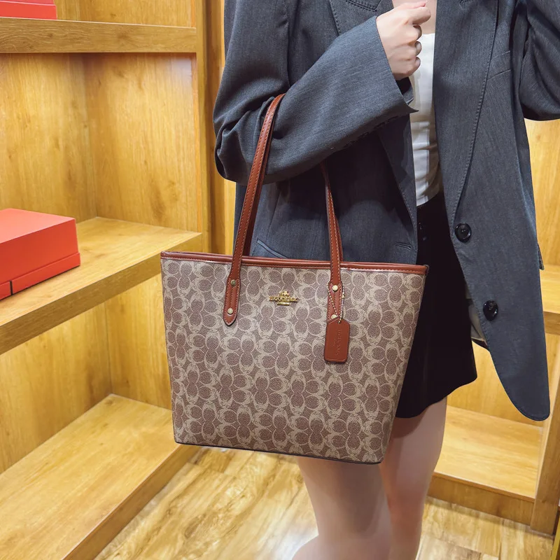 Printed bag women's large-capacity fashionable retro tote bag high-end shoulder bag trendy handbag