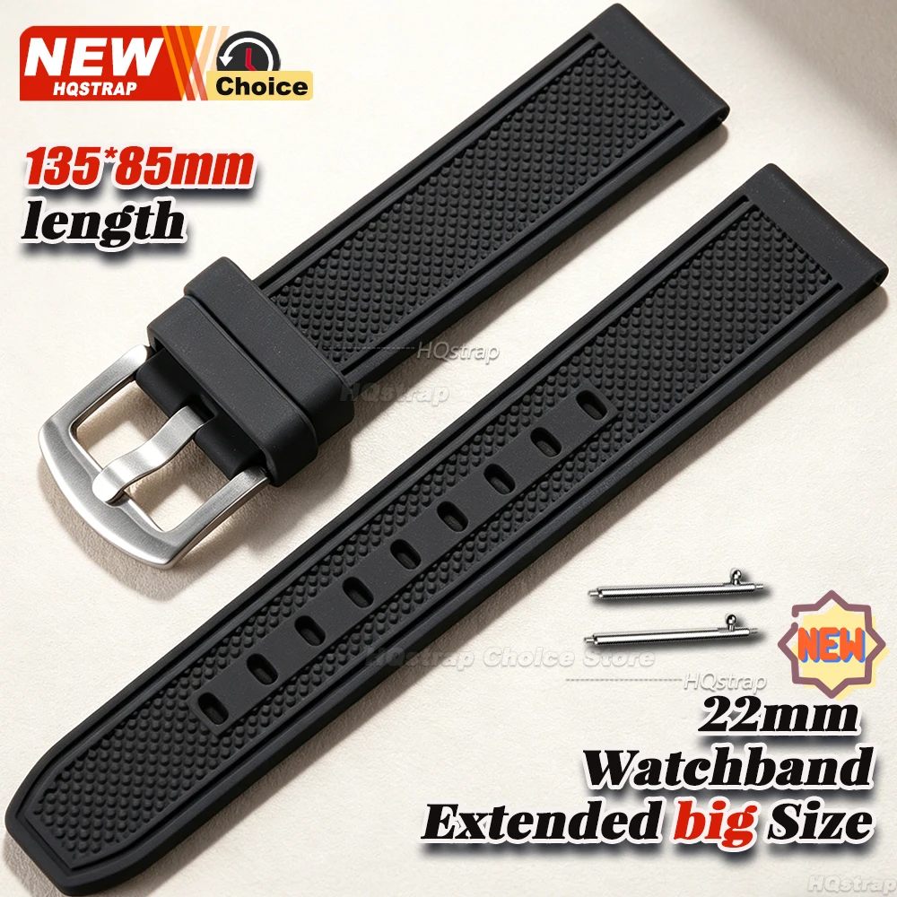 Neues, verlängertes, großes 220-mm-Gummiarmband, 22-mm-Schnellverschluss-Uhrenarmband für Herren, wasserdichtes Armband, Silikonarmband, universell