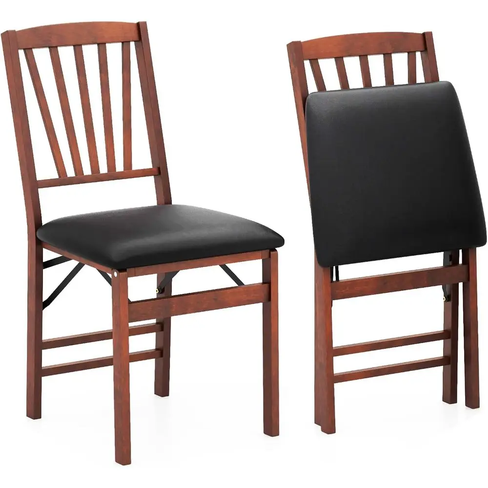 

2-Piece Dining Chairs Set, Wooden Kitchen Chairs with Cushioned Seats, Slatted Backs, Ideal for Home, Kitchen, Dining Area (Blac