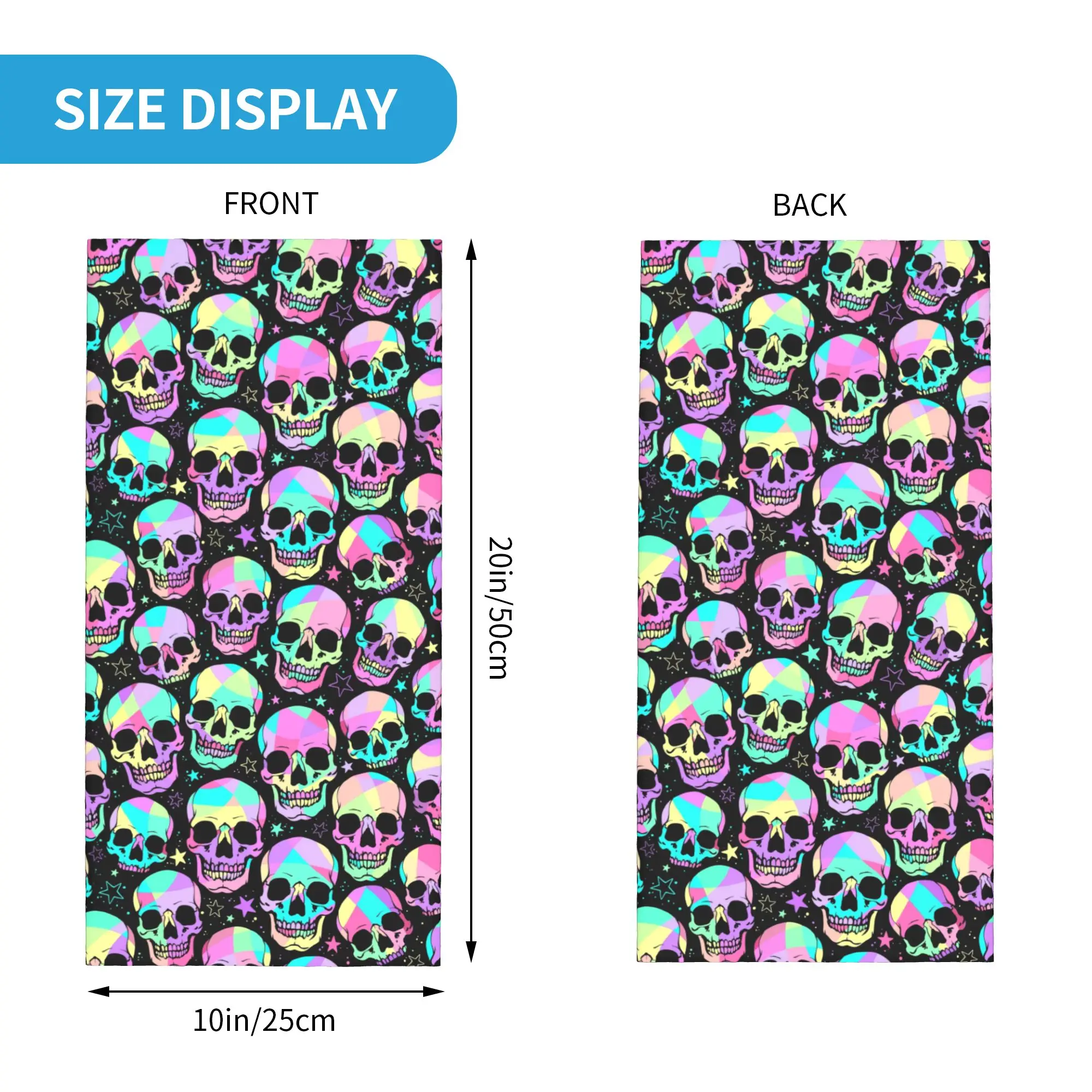 Colorful Horror Skeleton Gothic SKull Winter Headband Neck Warmer Men Women Hiking Camping Tube Scarf  Face Bandana Gaiter