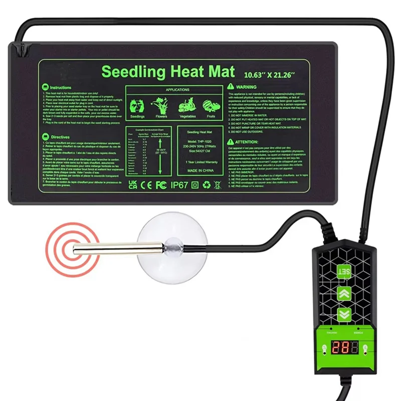 

A21I-грелка для рептилий 10X20,75 дюймов, регулируемая грелка для рассады с постоянной температурой, грелка для выращивания растений