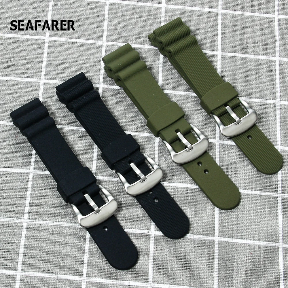 22MM Diving Rubber Watch Strap For Seiko Diver Scuba Watchband Seiko PROSPEX Watch Band SKX007 Wristband Seiko Marinemaster Band