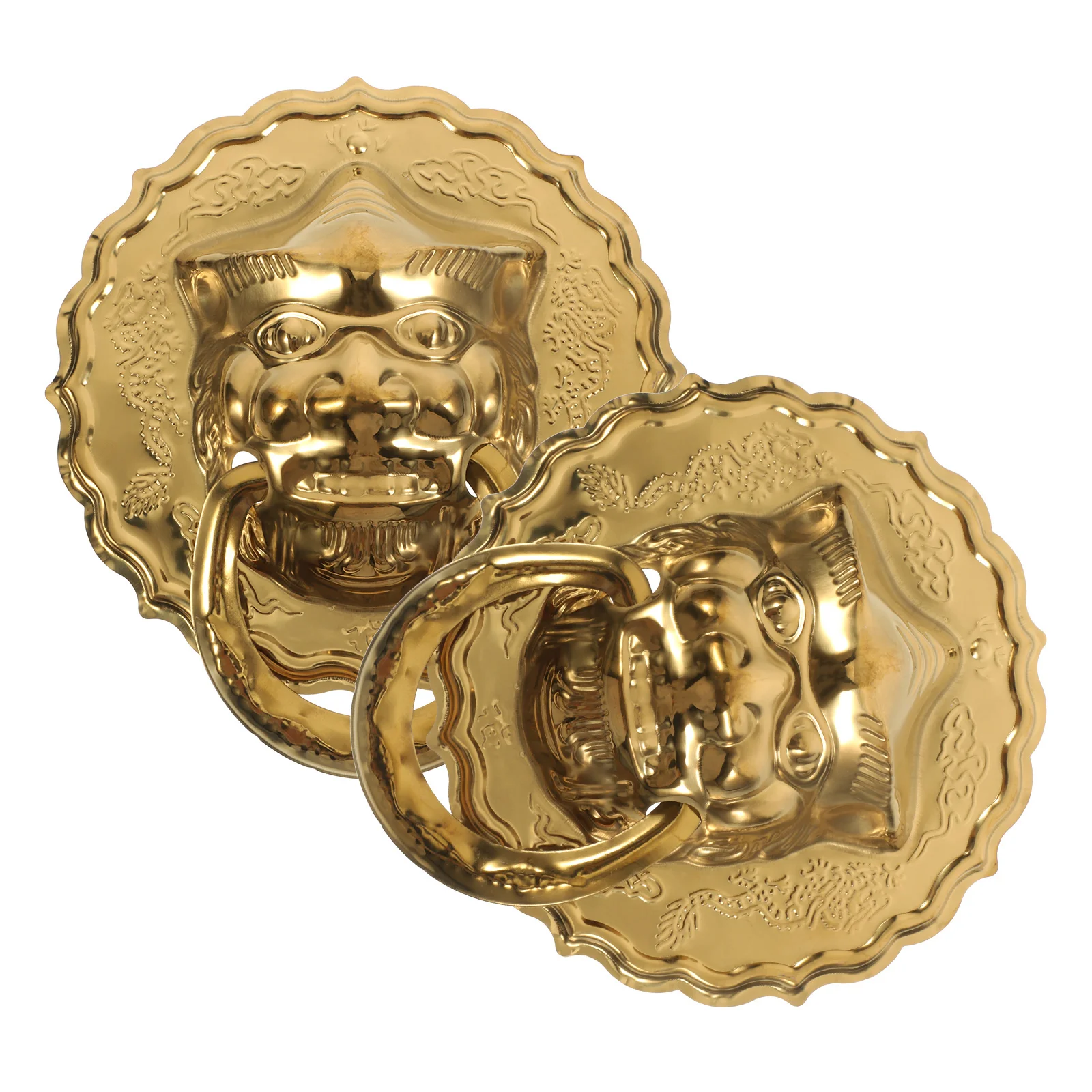 

2Pcs New Chinese Style Golden Qilin Door Knocker Large Ergonomic Pull Ring for Front Entry Door Home Decorative Hardware Upgrade