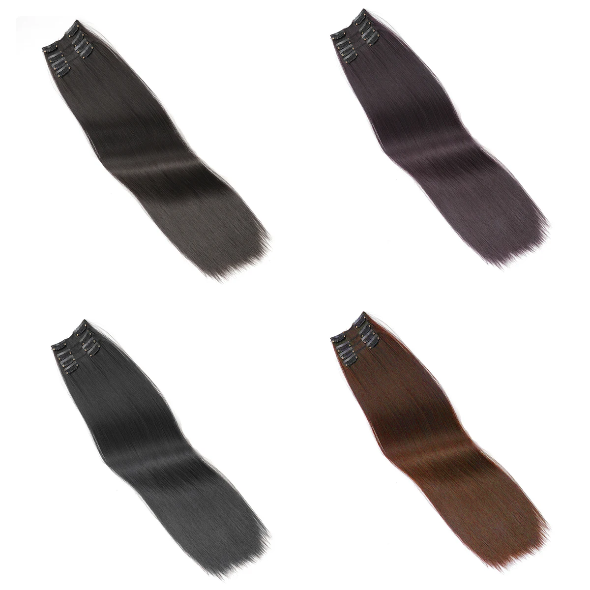 Natuurlijke verbinding synthetisch 4-delig/set lang steil haar pruik vrouwelijk onzichtbare naadloze haarverlenging damescliphaar