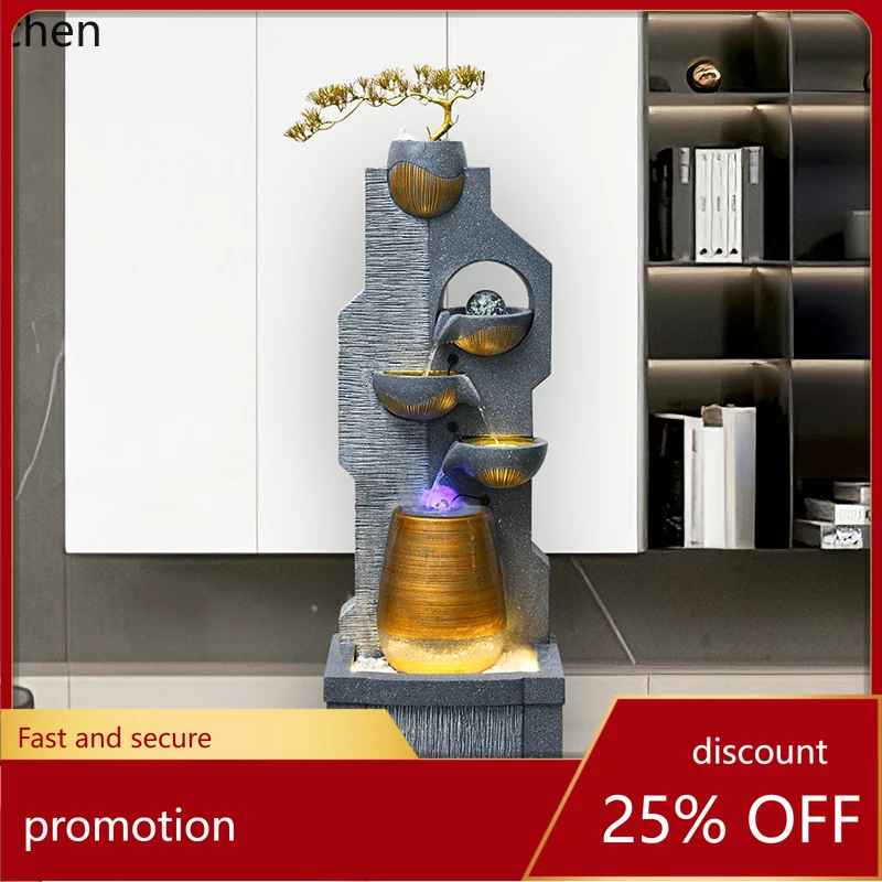 HT rockery flowing water fountain ornament circulating water landscape landing making money modern decoration