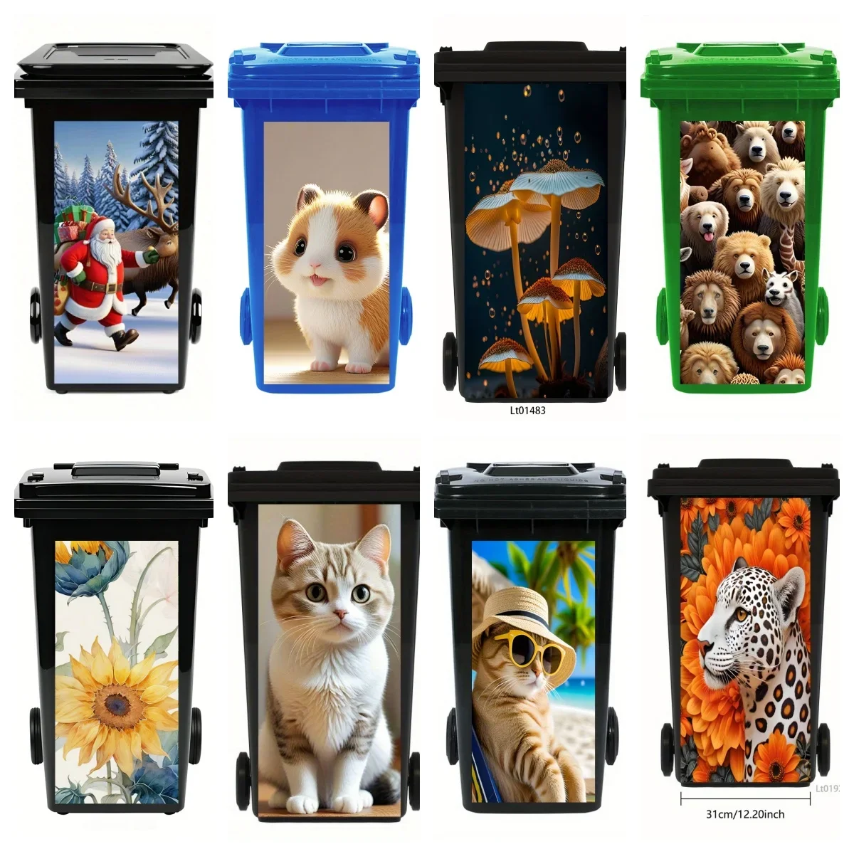 31x70cm Waterproof Trash Bin Sticker Full Cover Self-Adhesive Vinyl Decal for Kitchen Bathroom Rubbish Bin Decor Outdoor Sticker