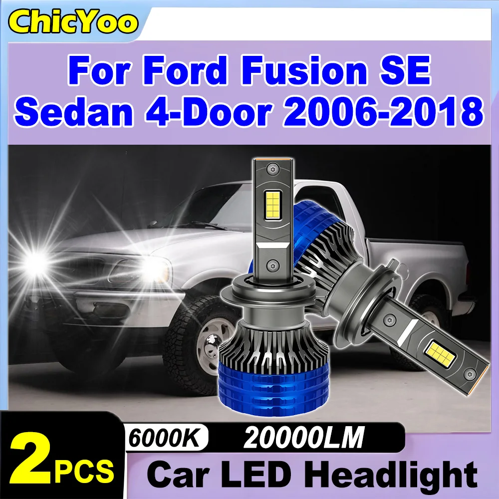 

2PCS Front Headlamps 6000K White LED Headlights 20000LM High Power Plug and Play 12V For Ford Fusion SE Sedan 4-Door 2006-2018