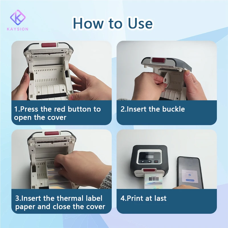 Термопринтер этикеток KAYSION для документов/бирки продукты, прозрачный и простой в эксплуатации с помощью 6-рулонной бумаги для этикеток