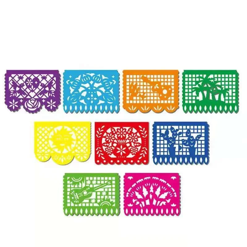 Mexican Theme Party Favors Decoration Pattern Square Banner Decorated Felt Flags Day of The Dead Banner Birthday Decoration