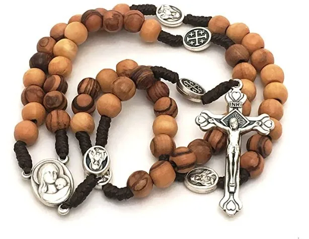 اليدوية جولة حبة الوردية قلادة سترة سلسلة الصليب يسوع قلادة الكاثوليكية الدينية الأزياء والمجوهرات سحر للرجال والنساء #5