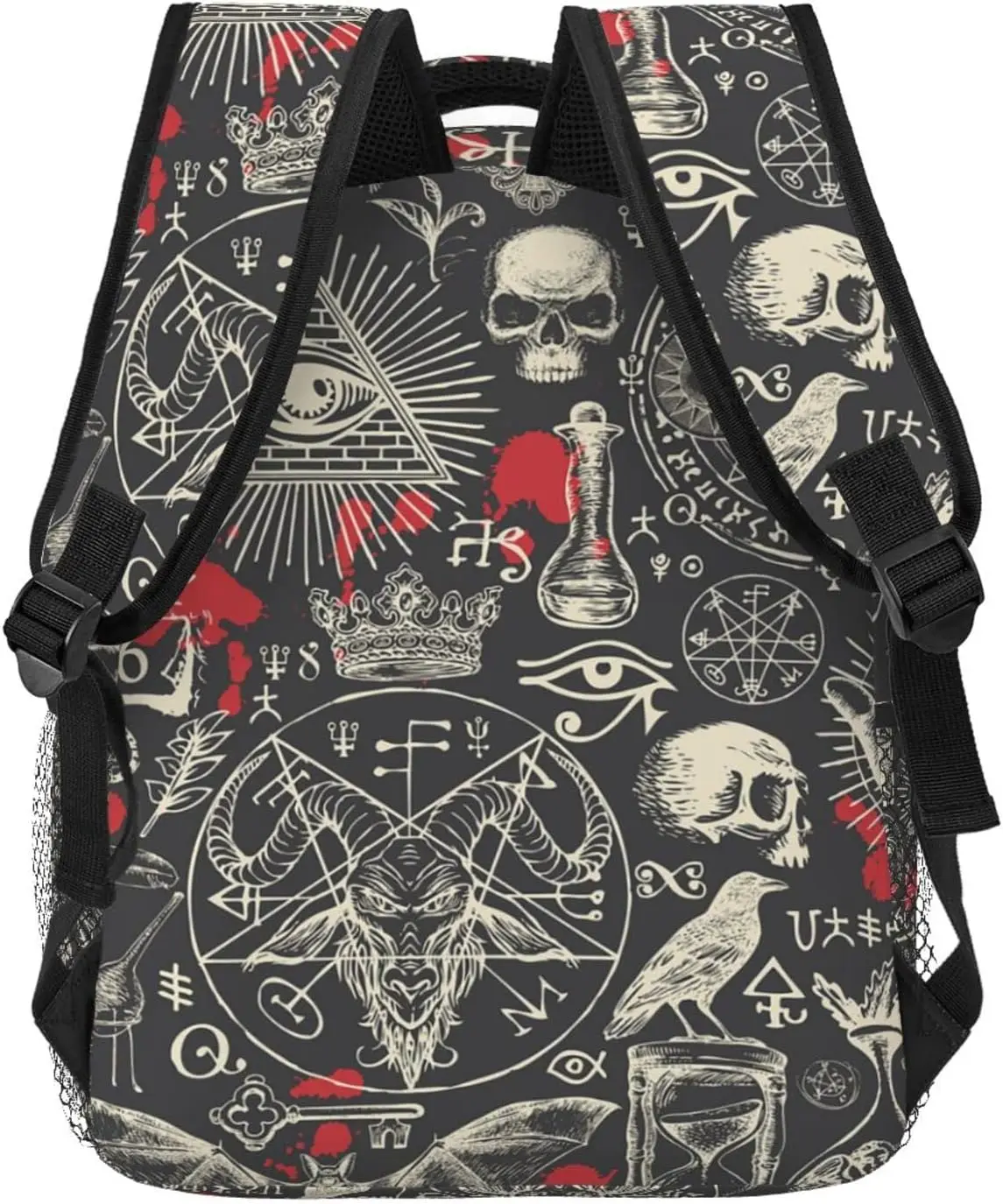 Retro Style Witchcraft Satanic Blood Stylish Casual Backpack Purse Laptop Backpacks Pockets Computer Business Travel