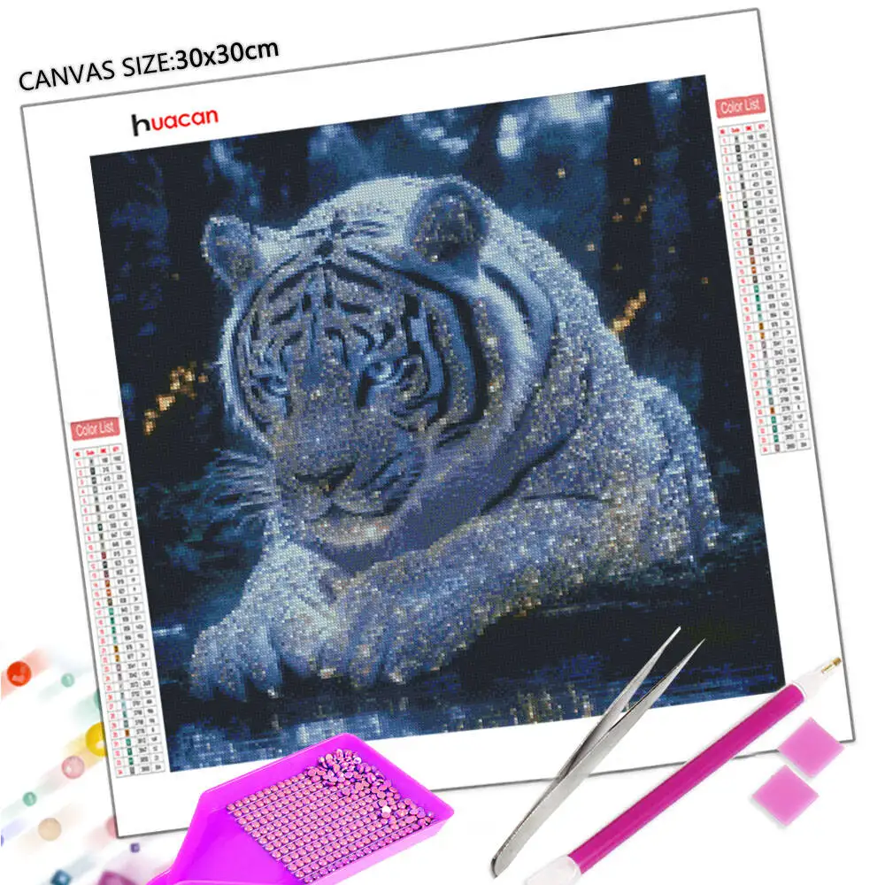 Huacan Modern Wild Animal Diamond Painting Tiger Wall Art 5D DIY Rhinestones Mosaic Art For Living Room Home Decor - view 2