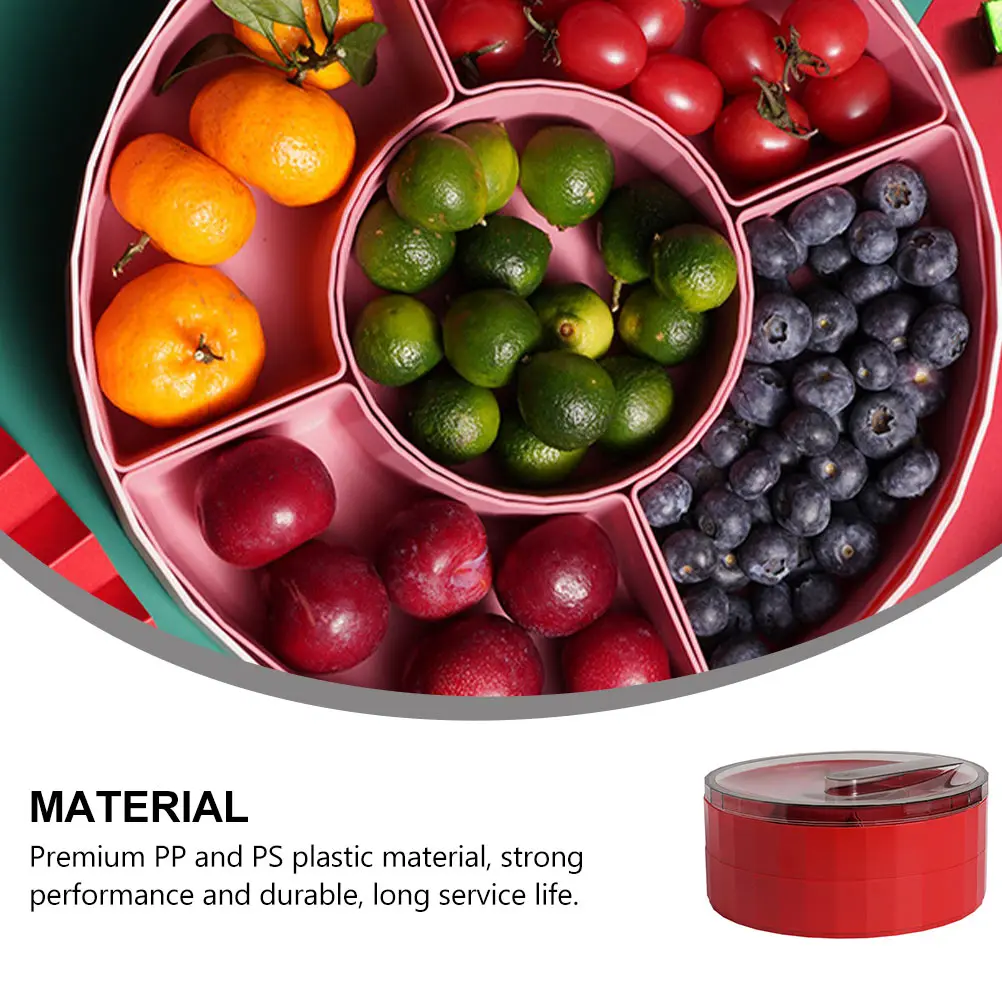 

Double Layer Fruit Plate Tray Dried Fruits Candies Storage Vegetable Household Creative Plastic Pp Holder with Lid Serving