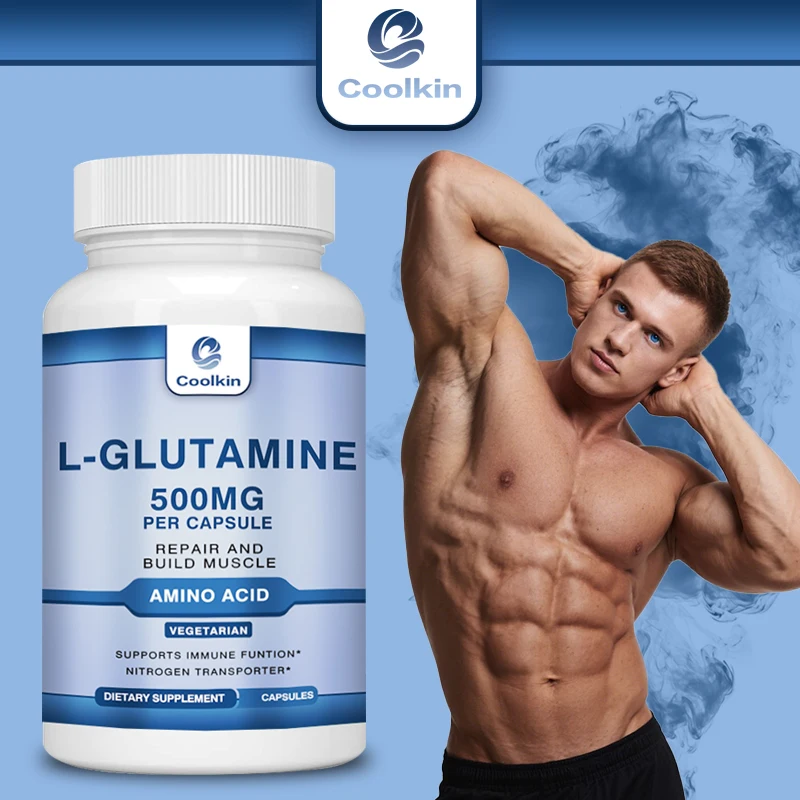 

L-Glutamine 500mg - Men's Energy Supplement To Restore Strength and Endurance and Promote Muscle Growth, Non-GMO