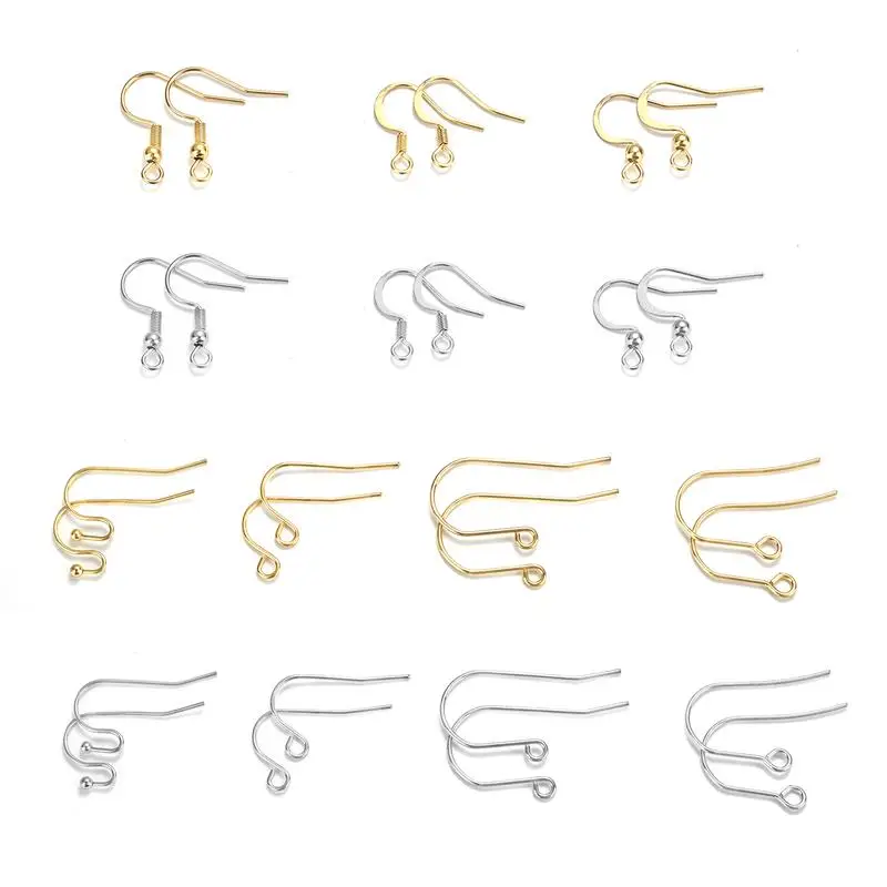 50pcs/lot Stainless Steel Earring Hooks Connect Buckle DIY Earring Clasp Findings Supplies Jewelry Making Accessories Wholesale