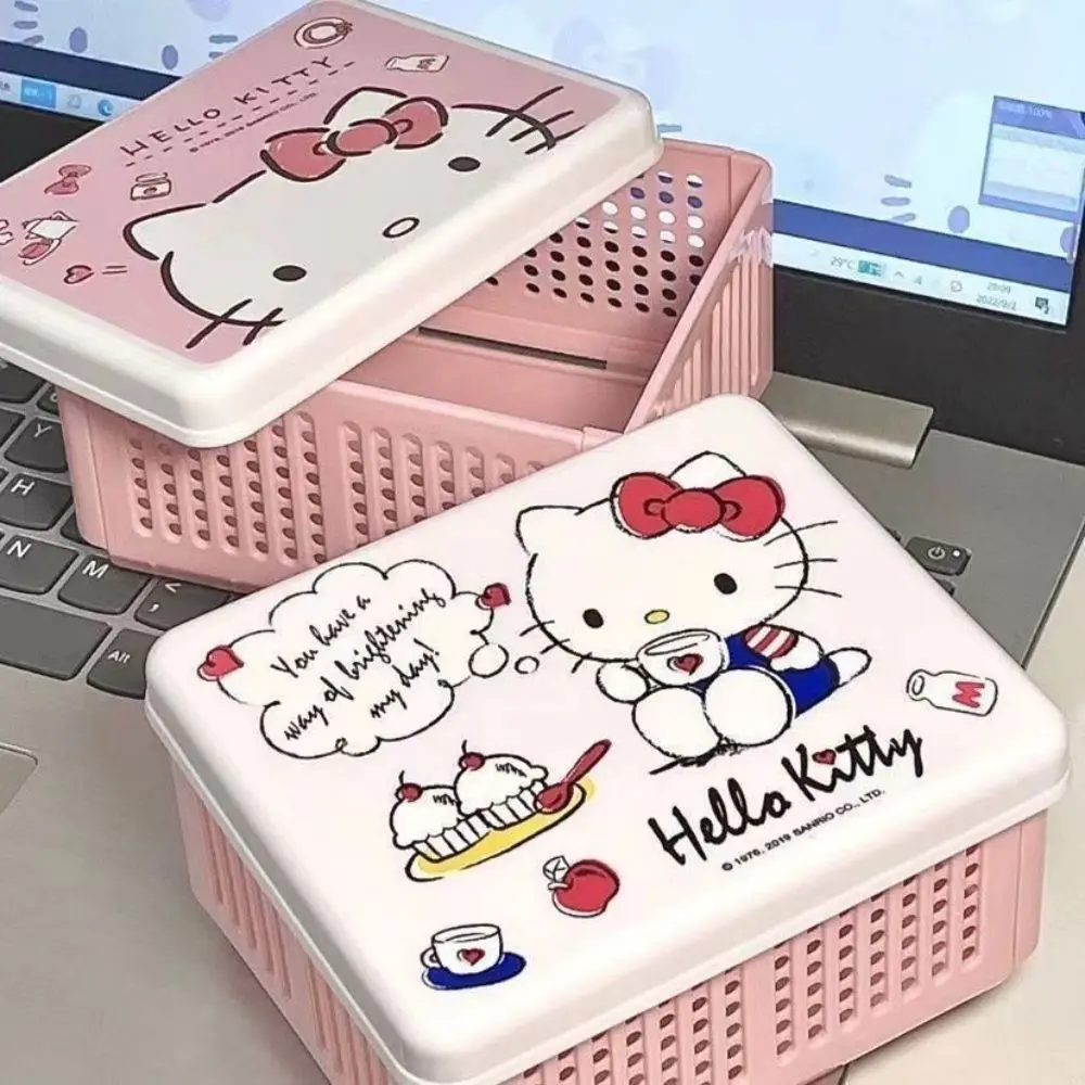 Hello Kitty Multipurpose Folding Storage Box Cute Cartoon KTM Desktop Miscellaneous Cosmetics Sorting Cartoon Box Holiday Gifts