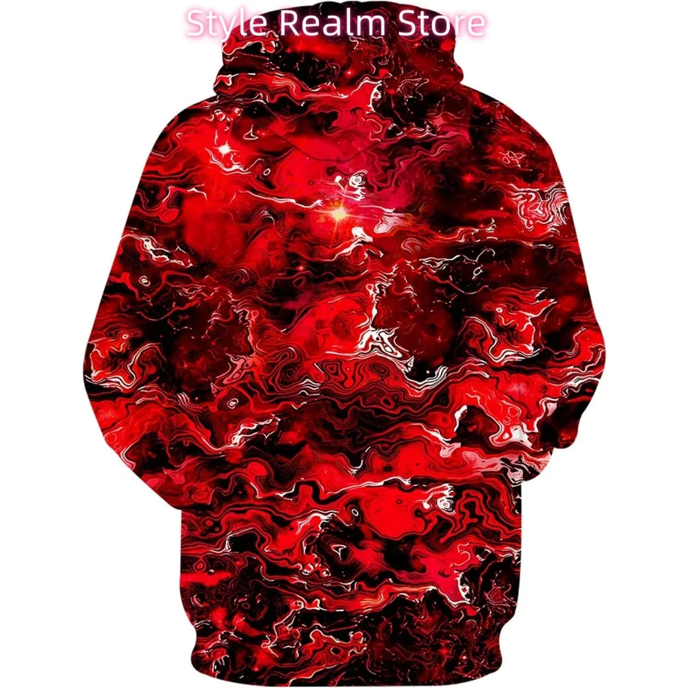 سويت شيرت بقلنسوة مطبوع ثلاثي الأبعاد للجنسين، بلوفر كاجوال بقلنسوة مع جيوب كبيرة