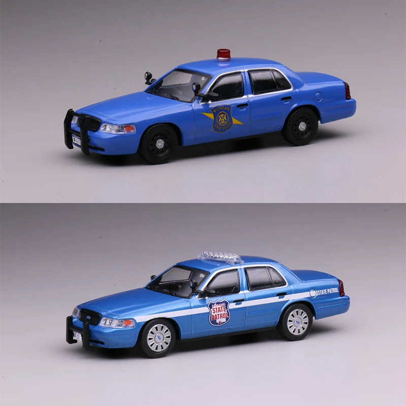 

In Stock 596 1:64 Crown Victoria Environmental Protection Michigan Police Diecast Car Model Collection Toys