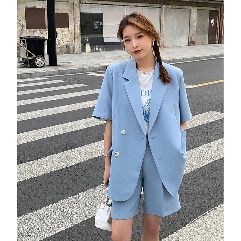 Ladies Suit 2024 Spring And Summer Thin Casual Loose Short-Sleeved Suit Jacket Women's Suit Shorts Casual Two Comfortable Pieces