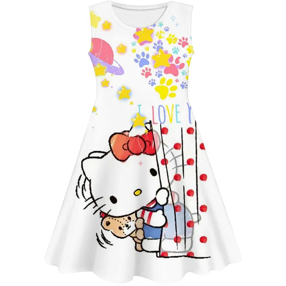 Kawaii Hello Kitty Dress children Clothes Dresses for Girls Birthday party Dress Up Kid Costume Baby Girls Clothing