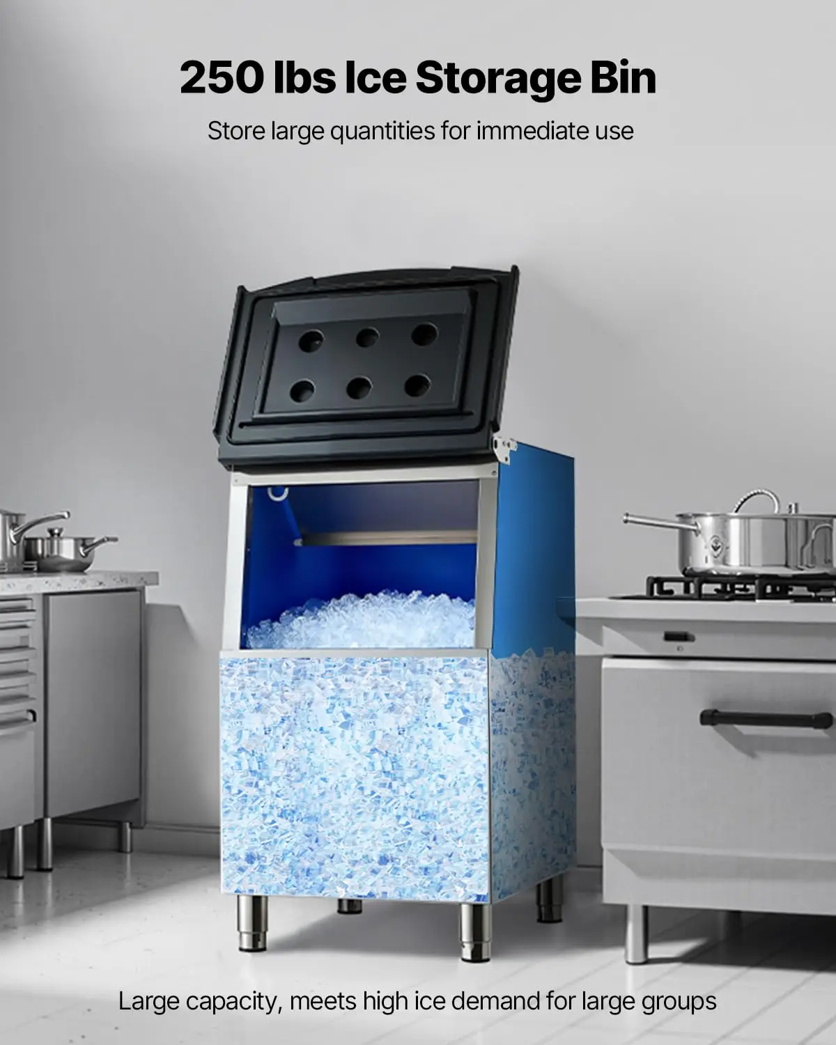 Commercial Ice Maker Storage Bin, 250LBS Capacity Ice Bin, Stainless Steel Ice Storage Bin with Filter and, Customized