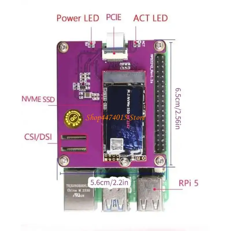RPI 용 K1AA 5 PCIE M.2 NVME SSD 확장 보드 모자 PCIE에 M.2 NVME SSD 어댑터