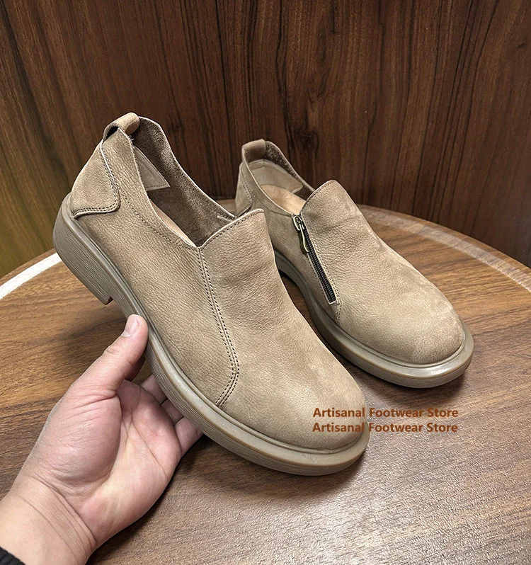 Soft Leather Soft Sole Zipper Men's Leather Shoes Low-Top Breathable Leather Casual Shoes Trendy Handmade Luxury Men's Shoes