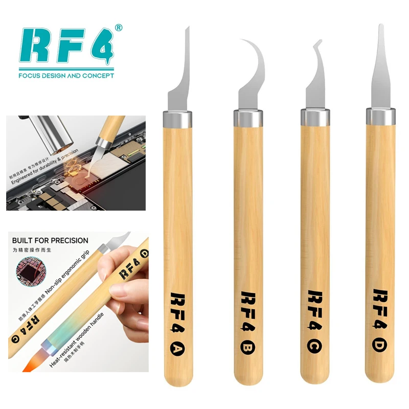 

RF4 RF-KH15 Инструмент для ремонта мобильных телефонов: черное лезвие для удаления клея с процессора, скребок для чипов, нож-лопатка для материнских плат, инструмент для вырезания чипов