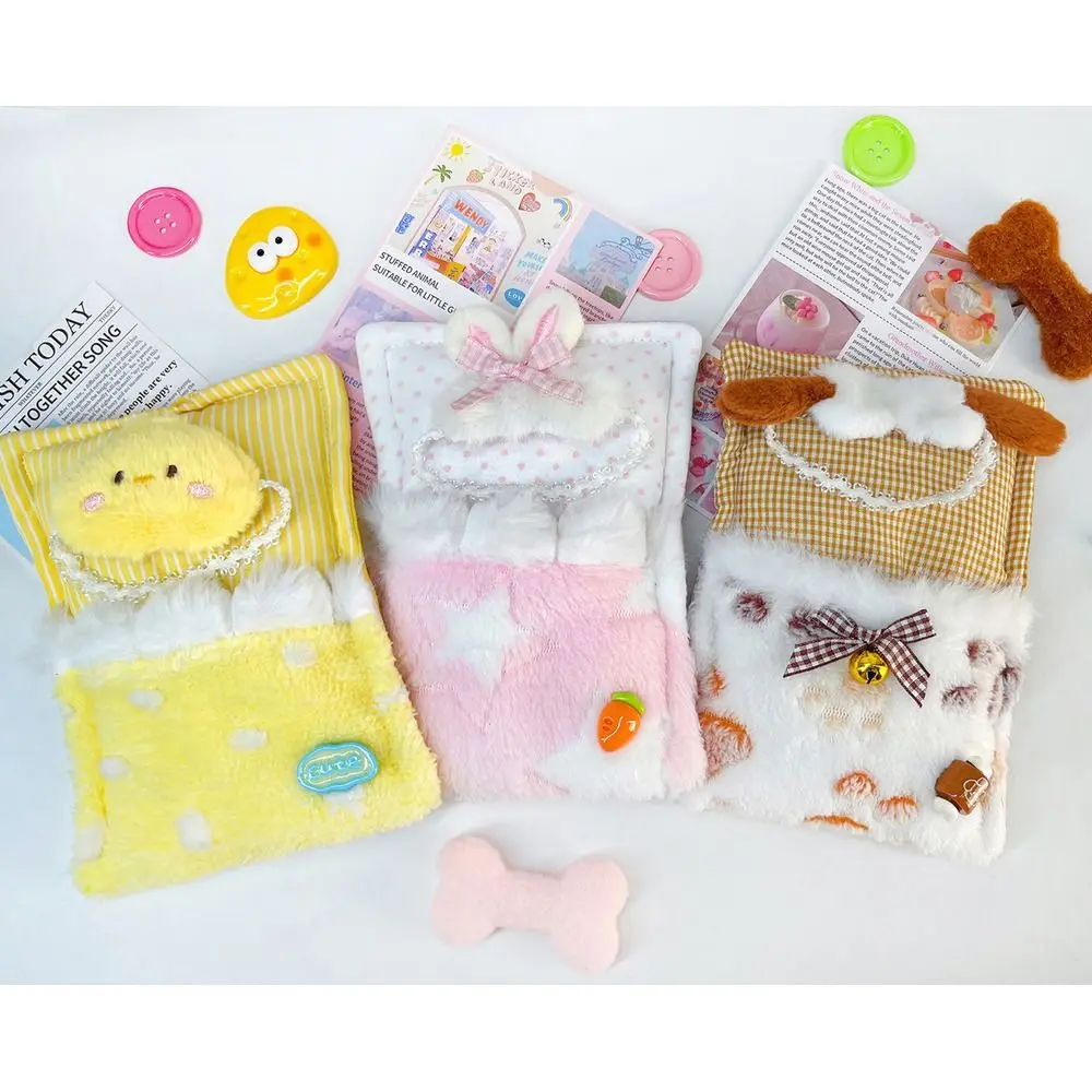 Rabbit Bear Chick 10-15cm Cotton Doll Clothes Kids Toys with Headband Plush Sleeping Bag Colorful High-quality Doll Bed