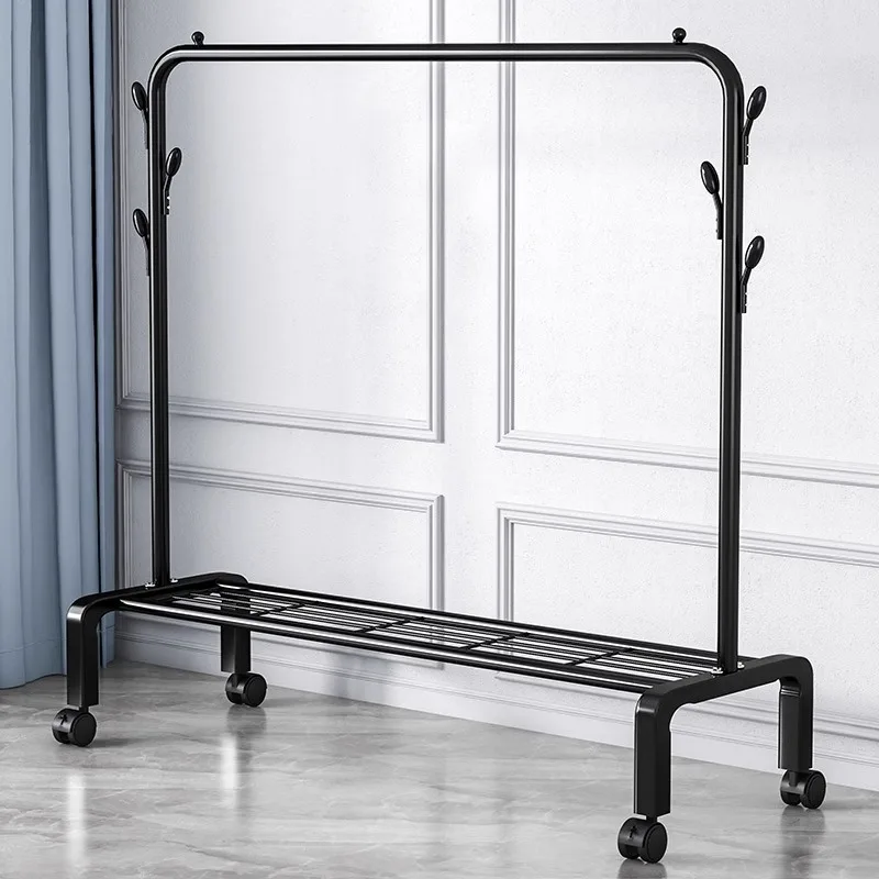 Home bedroom simple hanger balcony drying clothes rack wrought iron clothes drying rod double rod drying rack floor vertical