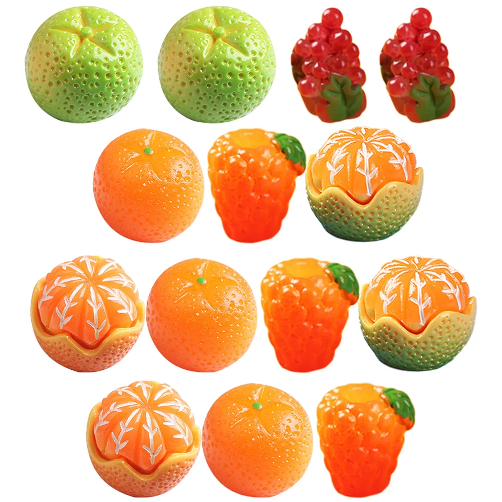 16 Pcs Artificial Fruit Toy False Fruits Prop Decoration Fake Adornment Charms Resin Mini Ornaments Miniature Shop Window