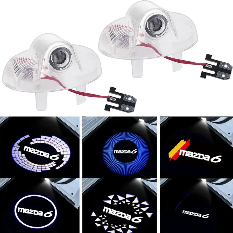 2Pcs Car Door Welcome Light LED Laser Ghost Courtesy Projector Shadow Light for MAZDA 6 2009-2015 Welcome Lamp Decor Accessories