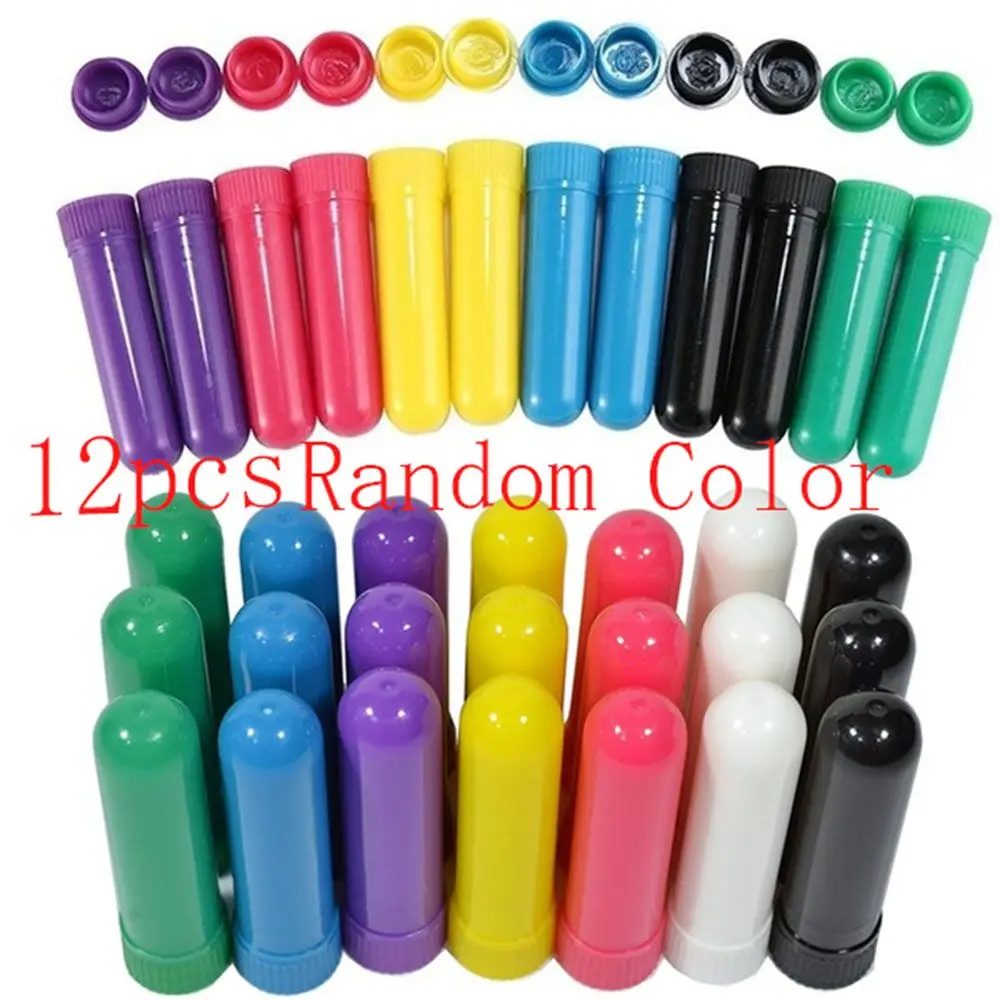 Hot Sale White Cotton Wicks 12 Empty Tubes Refillable Inhaler plastic tube Nasal Inhaler Sticks Health Care Nose tube