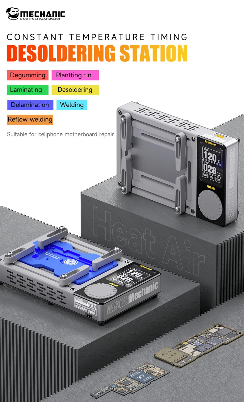 【MECHANIC】 Heat Air Preheating Platform Tool Kit for IPhone X-15PM Motherboard Layered Chip BGA Dot Matrix Board Stencil Repair