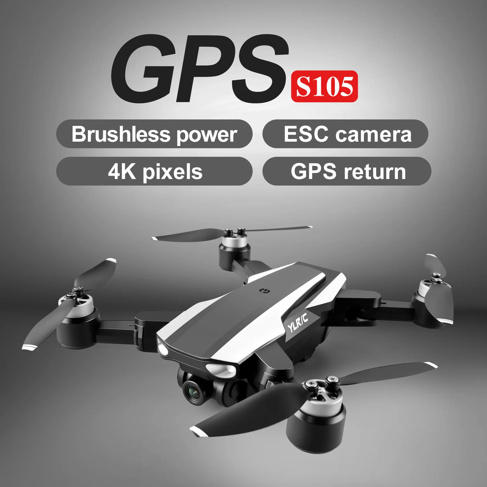 طائرة بدون طيار S105 RC 4K مع كاميرا مزدوجة ، ESC ، 5G ، WiFi ، GPS ، محرك بدون فرش ، فيديو صور ، كوادكوبتر تتبع بصري