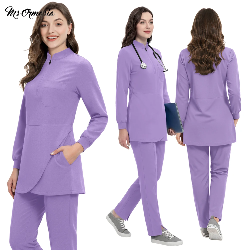 女性看護師用医療服、病院手術用スクラブセット、高品質しわ防止ワークウェア、医師用作業服