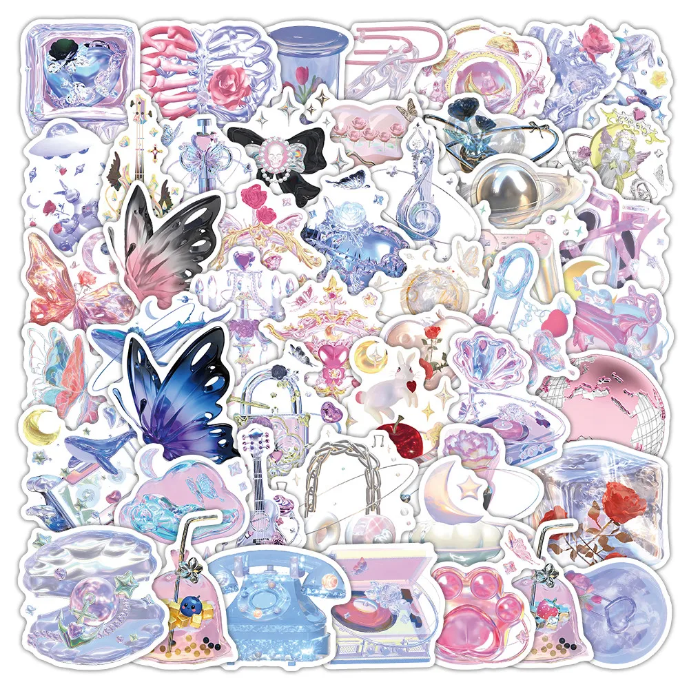 52 Sheets Fantasy Girl Style Crystal Glitter Stickers Chic Decorative Labels for Stationery Gift Wrapping Peel Joy Sticker Store